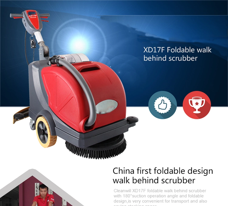 Automatic Industrial Walk-Behind Floor Scrubber Dryer with Compact Size