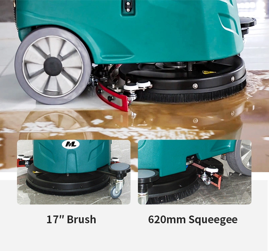 17 Inch Brush Hand Push Cleaning Machine Floor Scrubber Dryer